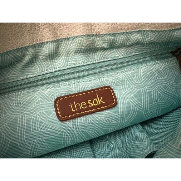 The Sak Leather Crossbody Bag Ivory Cream Pockets Adjustable Strap - Picture 9 of 12